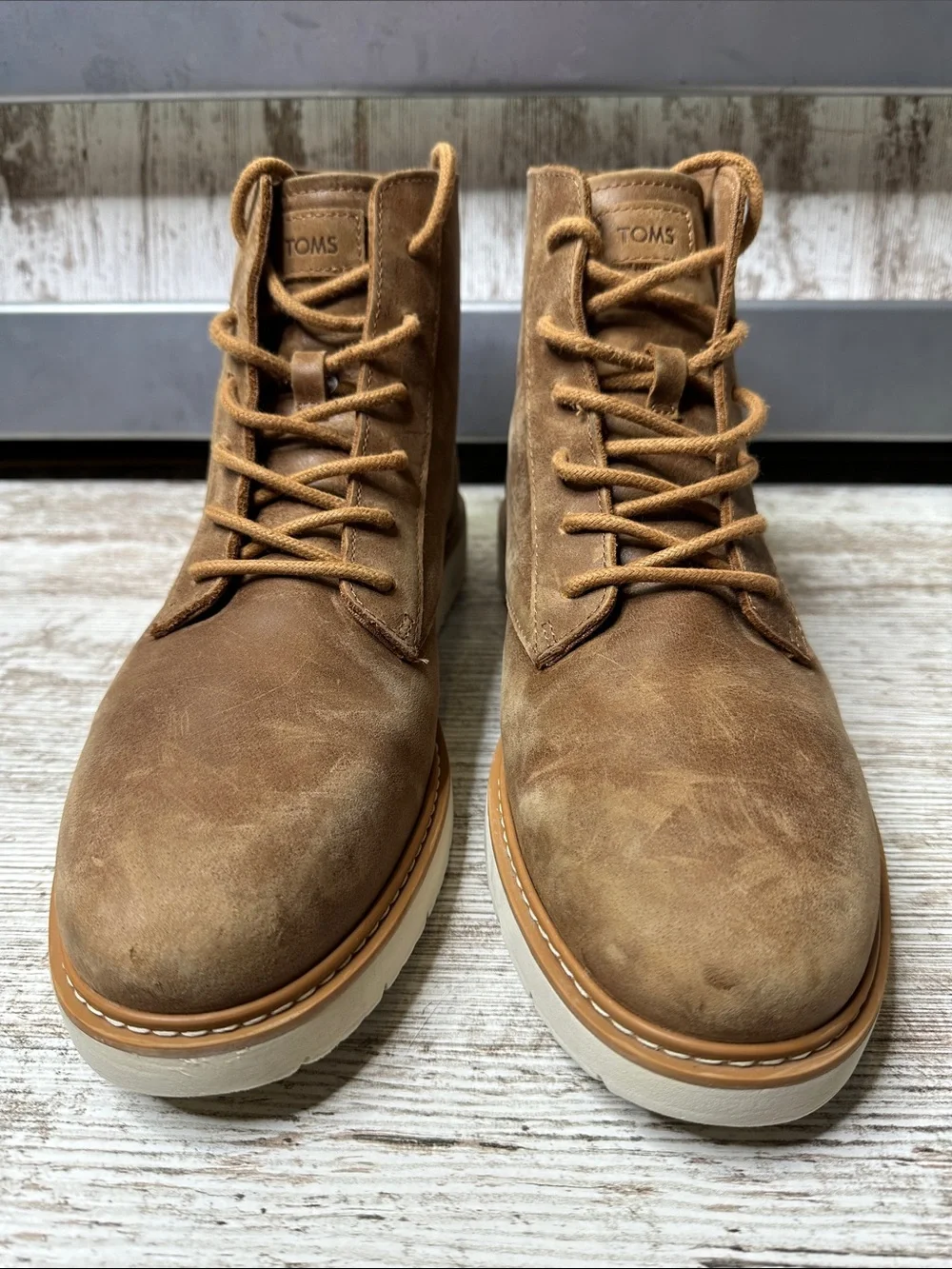 TOMS TRVL LITE Navi Ranger Tan Water Resistant Leather Boots Men 11